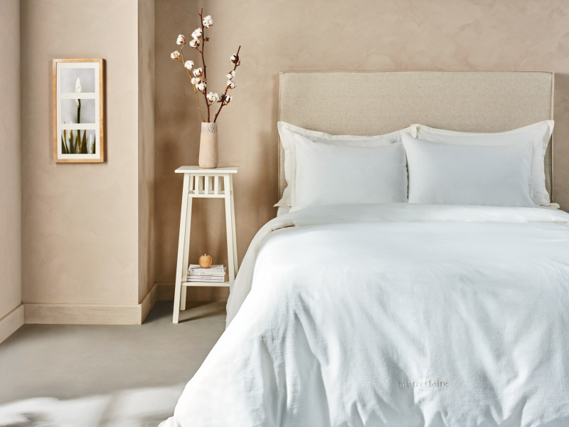 Комплект постільної білизни із льон-котону Marie Claire CENEVA WHITE фото