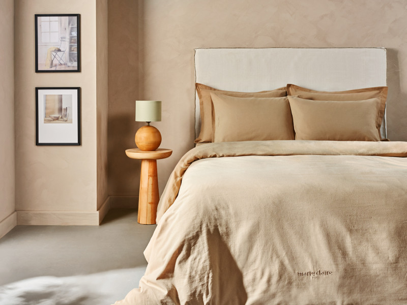 Комплект постільної білизни із льон-котону Marie Claire CENEVA CAMEL фото