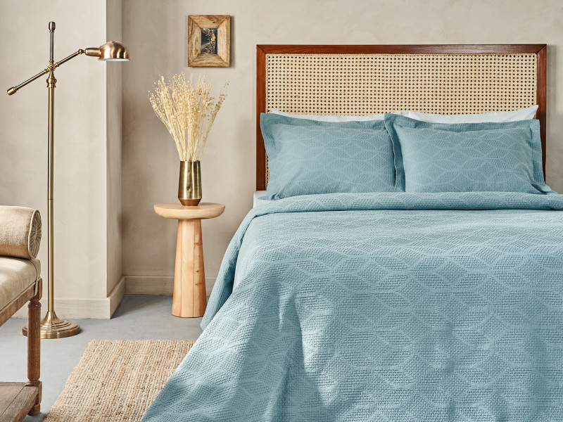 Літнє жакардове покривало з наволочками Marie Claire LUCA AQUA фото